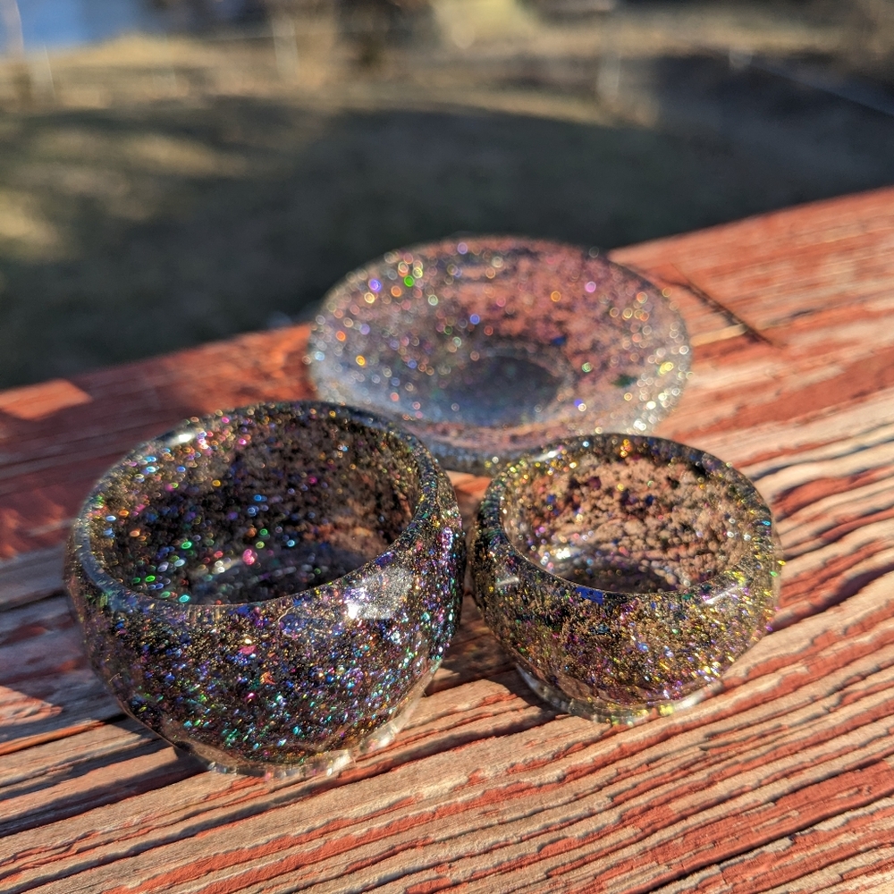 3 Glittery Bowls Mini Set Handmade Tea Party Cute